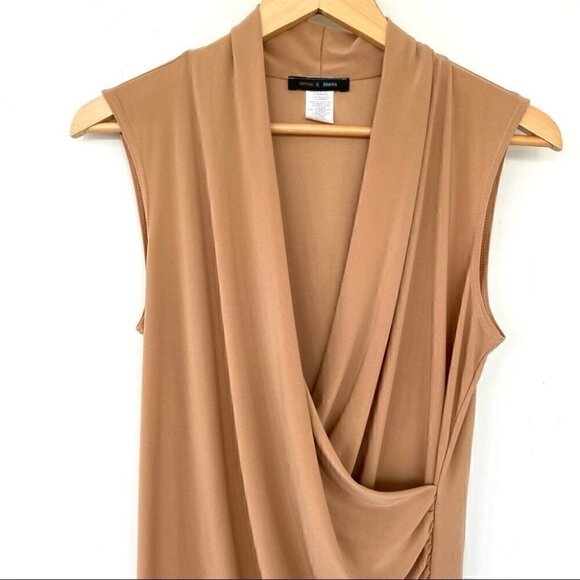 Surplice sleeveless top  with ruching, stretch jersey knit - Picture 3 of 8